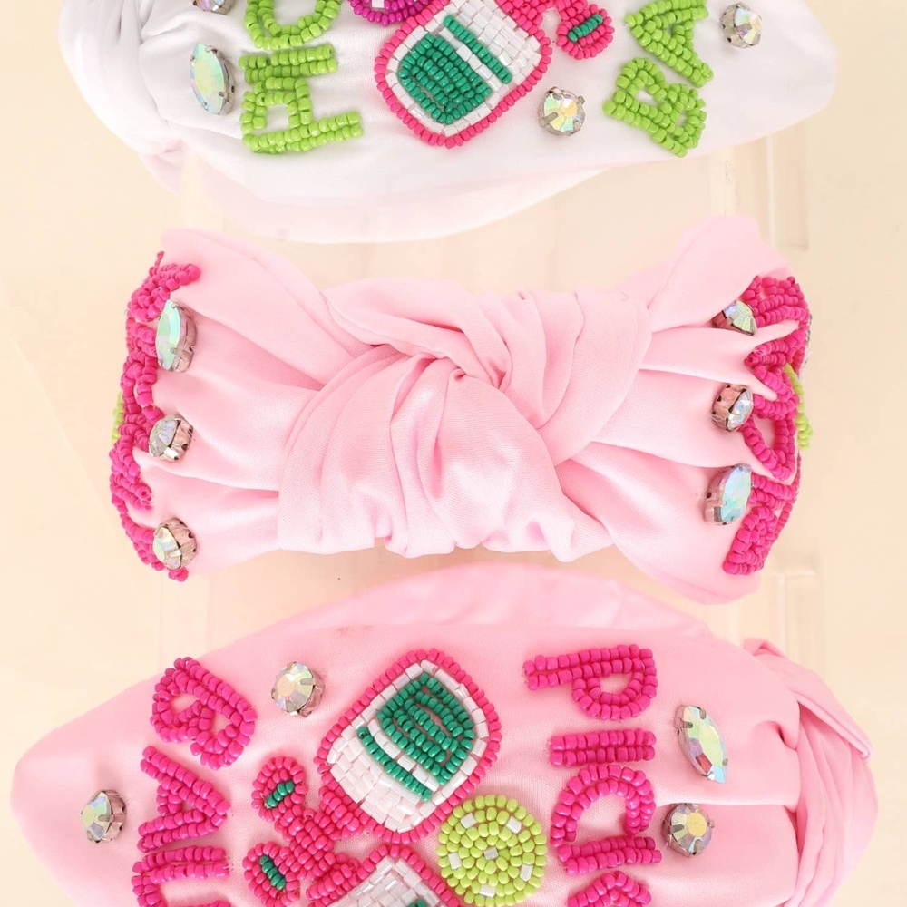 Pickle Baller Top Knotted Beaded Headband